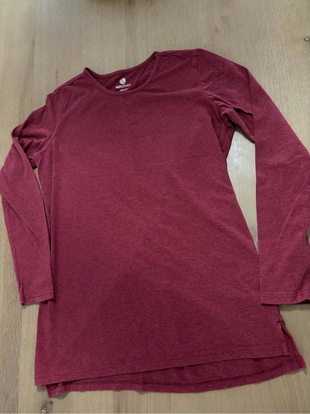 Marleylilly Women's Long Sleeve Crewneck Tee- Burgundy